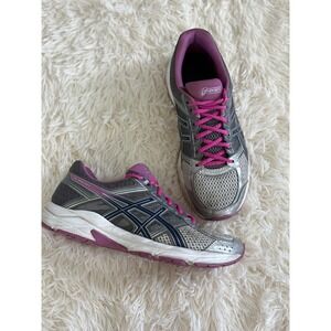 ASICS Gel Contend 4 Running Shoes Women's Size 8.5 Silver Gray Pink Athletic